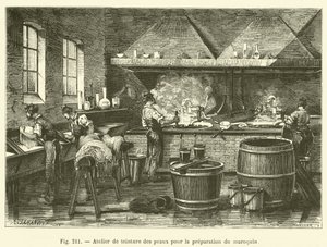 Bőrfestő műhely Marokkó előkészítéséhez (gravírozás) alkotó: French School