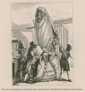 Kísérlet becsapni a párizsi vámházat; Fac-Simile a korszak karikatúrájáról alkotó: French School
