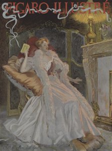Au coin du feu (A kandalló mellett). A Le Figaro Illustre borítója, 1896. január (színes litó) alkotó: French School