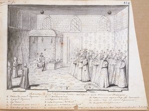 A szultán konstantinápolyi audienciája a követek fogadására. 1717 alkotó: French School