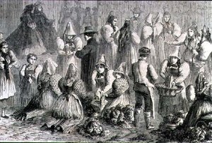 Augsburgi piac az 1860-as években (metszet) alkotó: French School
