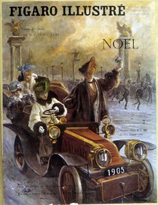 Automobile Dion-Bouton 1905 és Grunwaldt kabátok és szőrmék - a Le Figaro Illustré című filmben, 1904. dec. alkotó: French School