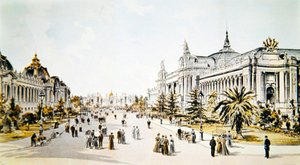 Avenue Nicholas II a Grand Palais és a Petit Palais bemutatásával a párizsi Exposition Universelle alatt, illusztráció a "L