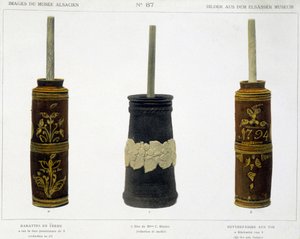 Barattes (vaj előállításához) megmunkált cserépedényben, amelyet az Elzászi Múzeumban őrzött, v.1800 alkotó: French School