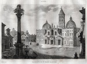 Santa Maria Maggiore-bazilika - Róma - Santa Maria Maggiore-bazilika (Santa Maria Maggiore-bazilika) Róma - Metszet a „festői Olaszországból” - Olaszország történelmi és leíró festménye, M. de Norvins, Ch. Nodier 1834- 1836. alkotó: French School