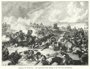 Waterloo-i csata, Ney marsall rohamozni a cuirassiers élén (metszet) alkotó: French School