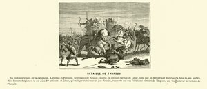 Thapsus-i csata, Észak-Afrika, Caesar polgárháborúja, ie 46 (metszet) alkotó: French School