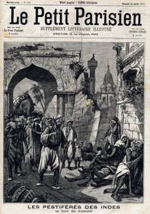 A tengerparttól sújtott India lakosai még azelőtt megtalálják a járványt, mielőtt elkapják a fekete halált. A Le petit Parisien című angol újság címlapja. január 24 alkotó: French School