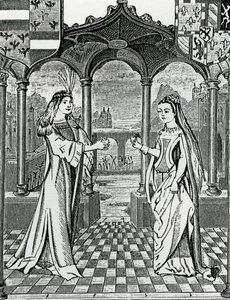I. Maximilianus és Mária, Burgundia hercegnő eljegyzése 1477-ben, a Chroniques de Flandre-ban található kép után alkotó: French School