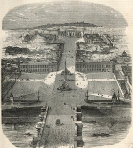Madárkilátás a Place de la Concorde-ra, a rue Royale-ra és a Madeleine-templomra – Edmond Texier metszete „Tableau-de-Paris”-ban 1852 alkotó: French School