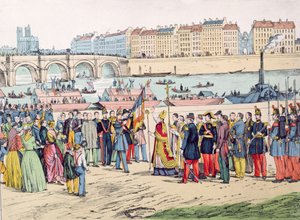 Zászlók megáldása Párizsban, mielőtt a gyarmatosítók 1843-ban Algériába indultak, 1935 alkotó: French School