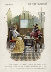 Kékszakállú megtiltja feleségének, hogy belépjen a szobájába (chromolitho) alkotó: French School