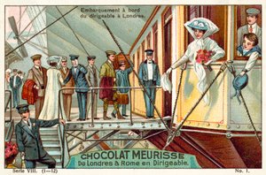 Felszállás a léghajóra Londonban (chromolitho) alkotó: French School