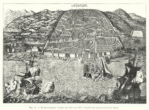 Algír tengeri bombázása, 1683-ban; 17. századi metszet után (metszet) alkotó: French School