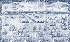 Dunkerque-i bombázás 1695. augusztus 11-én (kerámia) alkotó: French School