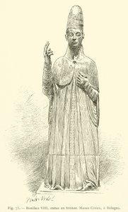 Bonifác VIII, bronz szobrok, Museo Civico, Bologne (metszet) alkotó: French School