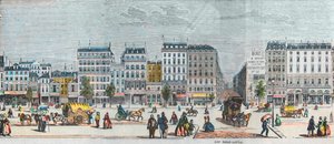 Boulevard Saint-Denis déli oldala – Rue Saint Martin – Edmond Texier 1852-es metszete „Tableau-de-Paris”-ban alkotó: French School