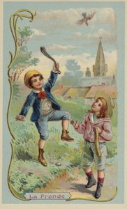 Fiú megöl egy madarat egy parittyával alkotó: French School