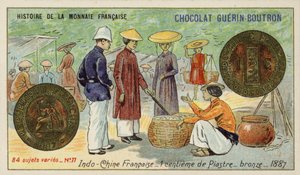 Bronz 1 centime tányér, francia Indokína alkotó: French School