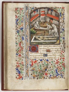 Halotti temetés, illusztráció az Órakönyvből, Párizs, 1440-60 körül (pergamen). alkotó: French School