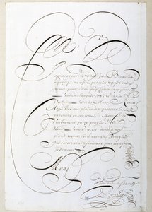 Kalligráfia: Francois de Bruyn 1678 körüli kalligráfusa. Párizs város történelmi könyvtára alkotó: French School