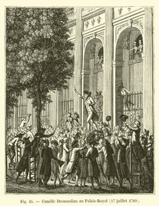 Camille Desmoulins a Palais-Royalban, 1789. július 17-én alkotó: French School