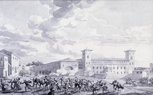 Itáliai hadjárat: Párizs városának a francia megszállás elleni 1796. májusi felkelése. Névtelen rajz. Párizs, Louvre Múzeum alkotó: French School