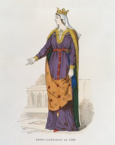 Capetian Queen 1360-ban, a francia polgári és katonai jelmezektől az évszázadok során alkotó: French School