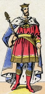 Capetian-dinasztia: I. Fülöp francia (1052-1108) frankok királyának portréja 1060-tól 1108-ig. Epinális képalkotás a 19. század végéről. Magángyűjtemény. alkotó: French School