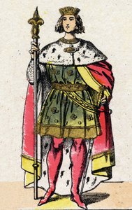 Capetians dinasztia: IV. Fülöp francia, Bél Fülöp (1268-1314), a frankok királya 1285 és 1314 között portréja. Epinális képalkotás a 19. század végéről. Magángyűjtemény. alkotó: French School