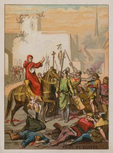 Beziers elfoglalása a keresztesek által 1209-ben alkotó: French School
