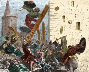 Carcassonne elfoglalása az albigeiek elleni keresztes hadjárat során 1209 augusztusában. Metszet Paul Lehugeur Histoire De France En Cent festményeibe, 1891 alkotó: French School