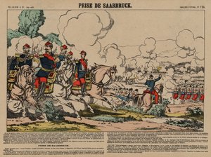 Saarbrucken elfoglalása a francia, francia-porosz háború által, 1870. augusztus 2. (színes metszet) alkotó: French School