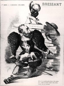Jean Baptiste Francois Bressant (1815-86) karikatúrája Don Carlos szerepében Victor Hugo (1802-85) „Hernani”-jában, a „Le Masque” borítójának illusztrációja, 1867. augusztus 27. (metszet) (f/w fotó) alkotó: French School