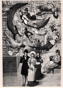 Az 1880-as párizsi szalon látogatóinak karikatúrája alkotó: French School