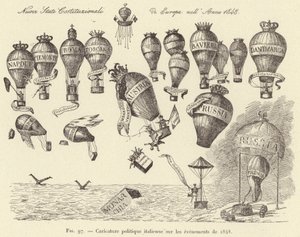 Olasz politikai karikatúra az 1848-as eseményekről (metszet) alkotó: French School