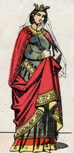 Karoling-dinasztia: Friuli Adelaide (vagy Aelis, 850-901 körül) portréja, a frankok királynője, II. Lajos Begue felesége (846-879). Epinális képalkotás a 19. század végéről. Magángyűjtemény. alkotó: French School