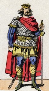 Karoling-dinasztia: Rövid Pepin (715-768) portréja, a frankok királya 751-től 768-ig. Epinális képalkotás a 19. század végéről. Magángyűjtemény. alkotó: French School