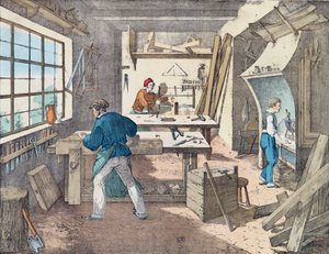 Asztalosműhely, 1860 körül alkotó: French School