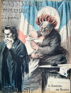 Az Assistance Publique-ot bíráló karikatúra, karikatúra a "L