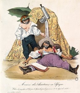 Rajzfilm lámpalázas francia művészek Algériában, 1830 körül (színes litó) alkotó: French School