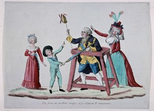 Rajzfilm a királyi családról (XVI. Lajos és Marie Antoinette gyermekeikkel) a francia forradalom idején, 1790 körül - Musee Carnavalet alkotó: French School