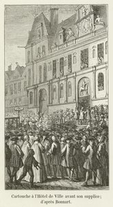 Cartouche a Hôtel de Ville-ben a kivégzése előtt; Bonnart szerint alkotó: French School