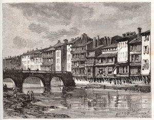 Castres - Languedoc-Roussillon-Midi-Pyrénées - metszet „La France illustree: földrajz, történelem, statisztikai igazgatás” V.-A. Maláta-barna. 1884 alkotó: French School