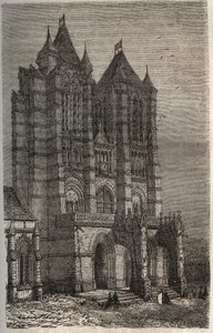 Cathedrale Notre-Dame de Noyon Oise-ban, Pikárdia - metszet a "Histoire de France"-ba, Victor Duruy (1811-1894) - 1882 alkotó: French School