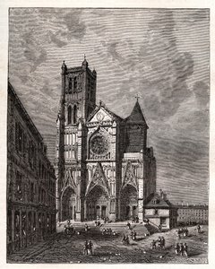 Cathedrale Saint-Etienne de Meaux – Seine-et-Marne – V. A. Malt-Brown „La France illustrée: földrajz, történelem, statisztikai igazgatás” című metszete. 1884 alkotó: French School