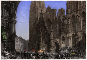 Rouen katedrálisa. (metszet, kb. 1850) alkotó: French School