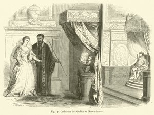 Catherine de Medici és Nostradamus (metszet) alkotó: French School