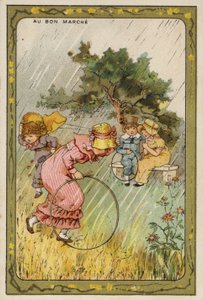 Kikapott az esőben (chromolitho) alkotó: French School