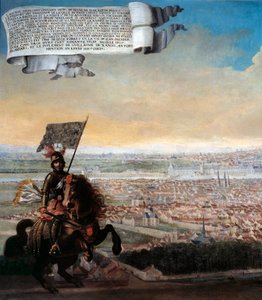 Párizs lovas képe a Faubourg Saint Jacques-ból Pepin des Essarts kancellár megemlékezése Párizs védelméről Etienne Marcel árulása után, 1358-ban. Részlet. A francia iskola festménye. 1640 V. 0,96x1,92 m Párizs, Musee Carnavalet alkotó: French School